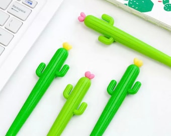Kawaii Cactus Gel Pen, Cute Green Plant Stationery