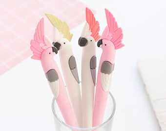 Cute Cockatoo Gel Pen, Kawaii School Stationery (0.5mm Black Ink)