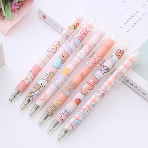 6 pçs/set Dos Desenhos Animados Kawaii Caneta Esferográfica Retrátil Bonito Canetas 0.5mm Tinta Preta Esferográfica Crianças Material Escolar Escritório Papelaria