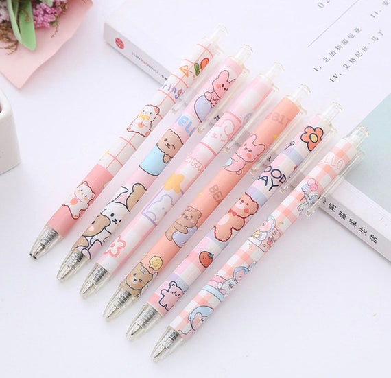 10PCS/set Cartoon Gel Pens kawaii Christmas Press Pen kit Black