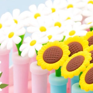1 Stück Niedliche kleine Gänseblümchen Sonnenblume Topfpflanze Silikon Gel Stift Schwarze Tinte Stift Glatt Einfach Schreiben Büro Schule Schreibwaren Korea liefert