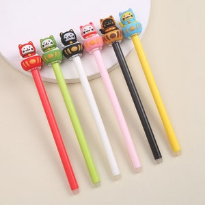 1 pcs Cute Lucky Cat Gel Pen Funny Animal Writing 0.5mm black Test Pen Student Stationery Office Supplies Wholesale Gifts