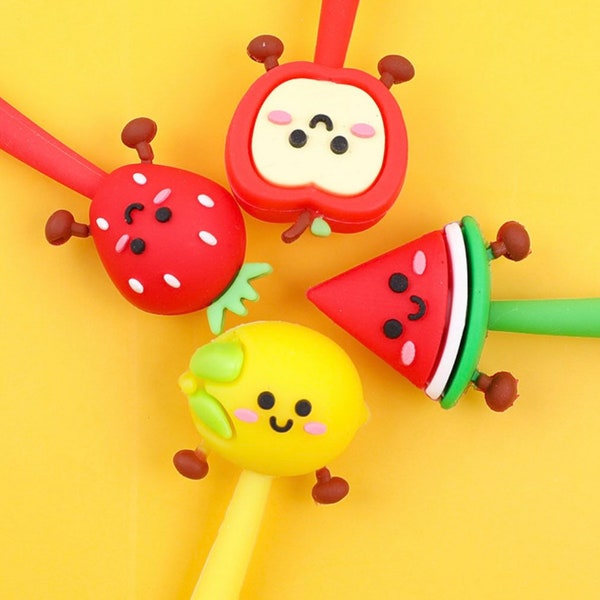 1 pcs Cute Fruits Silicone Gel Pen Soft Modeling Black Ink Pen Smooth Easy Writing Office School Stationery Korea Designer Supplies