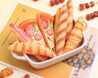 Novelty Bread Ballpoint Pen: Pizza, Croissant, Baguette - Black Ink