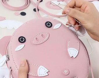 Cute Pig Self-made Bag Handcraft Bag Making Materials Cute Pu Leather Bag DIY Material Mini Bag Handmade Sewing Accessories
