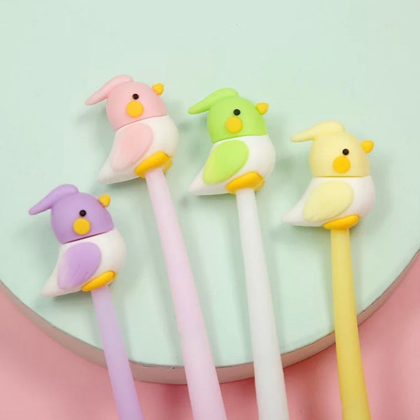 1 Pcs Stationery Cute Kawaii Colorful Parrot Bird School Office Supplies Creative Sweet Lovely Silicone Gel Pen