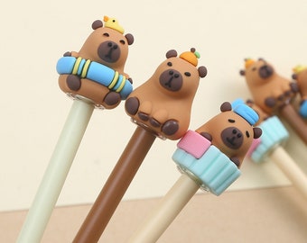 1 pcs Cute Capybara Silicone Gel Pen Rollerball School Office Supply Stationery Black Ink 0.5mm