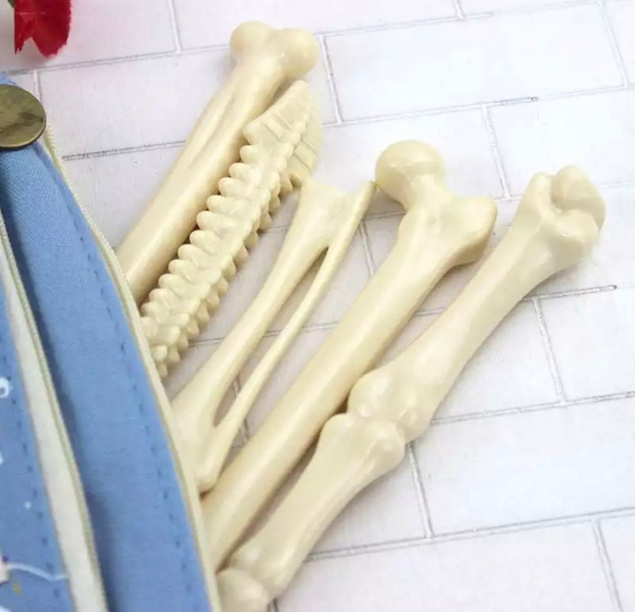 5 Knochen-Kugelschreiber – Lustige Skelett-Stifte Für Arzt, Krankenschwester, Halloween Oder Büro (0,7 Mm, Blau)