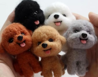 Wool Needle Felt Teddy Dog DIY Craft Kit: Handmade Animal Poke Toy
