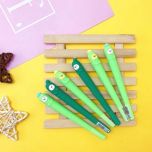 1 pcs Mignon Cactus Silicone Gel Stylo Doux Modélisation Noir Stylo À Encre Lisse Facile Écriture Bureau École Papeterie Corée Designer Fournitures