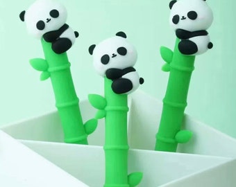 Kawaii Panda Gel Pen: Black Ink, Cute School Stationery
