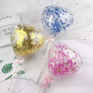 1 st Mini Hart Ronde Verjaardagsballon Confetti Stro Lint Cake Topper Pailletten Latex Ballon Verjaardag Bruiloft Decoratie;
