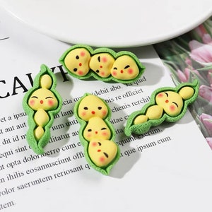 5pcs Kawaii Resin Peas Charms: Kids&#39; DIY Craft Embellishments