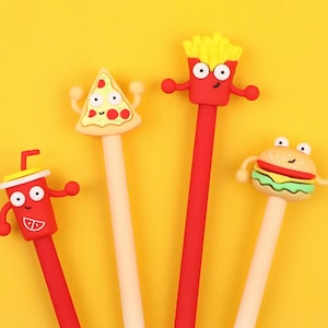 1 Stk Pizza/Cola/Hamburger/Fries Silikon Gel Stift Soft Modeling Black Ink Pen Glatt Einfaches Schreiben Büro Schule Schreibwaren Korea Zubehör