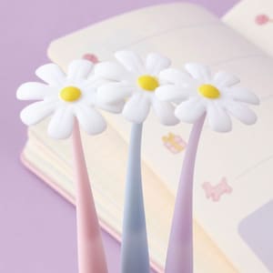 1 stks Mooie Daisy Siliconen Gel Pen Zachte Modellering Zwarte Inkt Pen Glad Gemakkelijk Schrijven Kantoor School Briefpapier Korea Designer