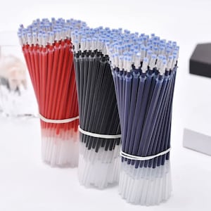 1 pak (10 stuks) gelpenvulling voor kantoor Handtekeningpenvulling volledige naald 0,38 mm/0,5 mm blauwe/zwarte/rode inktstaven Schrijfgerei voor school