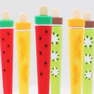 1 pcs Cute Fruit Ice Bar Penna gel in silicone Soft Modeling Penna a inchiostro nero Smooth Easy Writing Office School Stationery Corea Designer Supplies