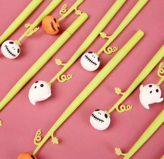Halloween-Kürbis-Gelstifte, 24 Stück – Schwarze Gel-Tinte, Austauschbare Minen | Kreative Stifte Für Partygeschenke