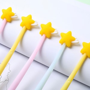1 本の Twinkle Star シリコン ゲルペン ソフト モデリング ブラック インク ペン 滑らかで書きやすい オフィス 学校 文房具 韓国 デザイナー用品