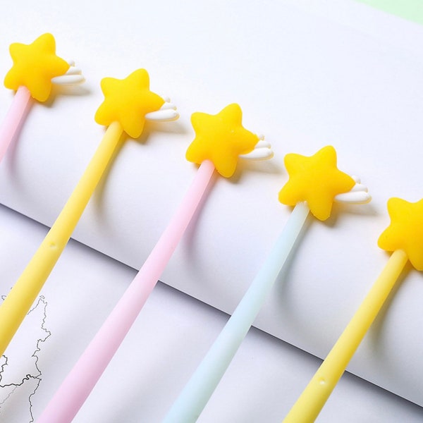 1 pcs Twinkle Star Silicone Gel Pen Soft Modeling Black Ink Pen Smooth Easy Writing Office School Stationery Korea Designer Supplies