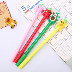 Kawaii créatif ananas/avocat/fraise/pêche gel/stylo Signature Escolar Papelaria pour bureau fournitures d'écriture scolaire cadeau de papeterie