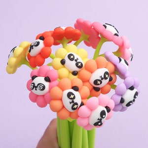 1 pcs Schattige Panda bloem (willekeurig) Siliconen gelpen Zacht Modellering Zwarte inkt Pen Glad Gemakkelijk schrijven Kantoor School Briefpapier Korea Designer