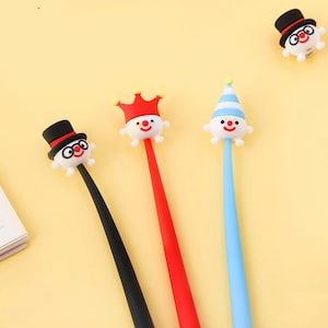 1 pçs palhaços bonitos silicone gel caneta modelagem macia caneta de tinta preta suave fácil escrita escritório escola papelaria coreia designer supplie