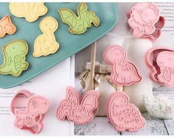 Dinosaur Cookie Cutters: 3D Cartoon Biscuit Mold, Set of 6