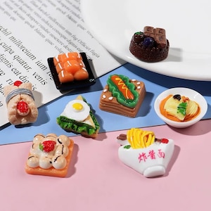 Food Resin Flatback Cabochons: DIY Craft Embellishments (5pcs)