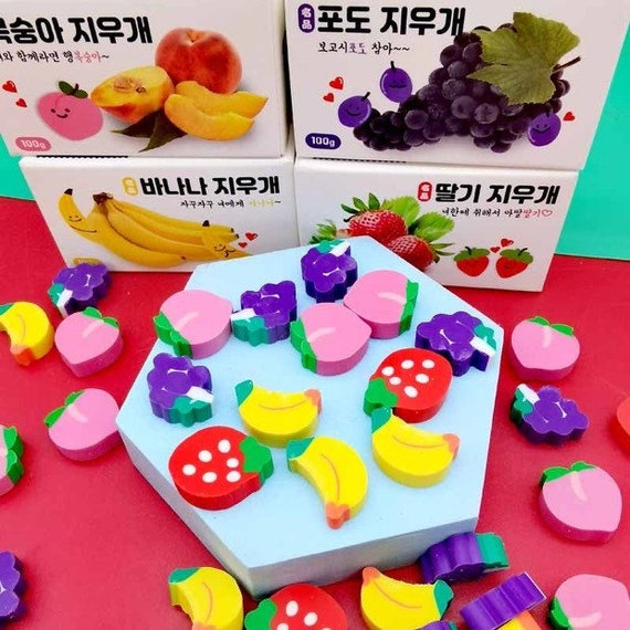 Mini Fruit Erasers, Banana, Strawberry, Peach, Grape Erasers, Novelty Food  Rubbers, School Supplies, 1 Pack 100g 