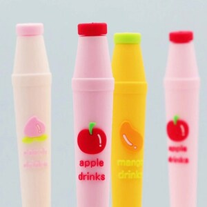1 pz Frutta Latte Bevanda Penna gel in silicone Modellazione morbida Penna a inchiostro nero Liscia Scrittura facile Cancelleria per ufficio Scuola Forniture di design coreane