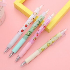 4pcs/set Cartoon Kawaii Ballpoint Pen Retractable Cute Pens 0.5mm Black Ink Ballpoint Kids School Supplies Office Stationery