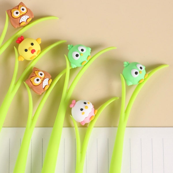 1 pcs Cute owl chick Silicone Gel Pen Soft Modeling Black Ink Pen Smooth Easy Writing Office School Stationery Korea Designer Supplie