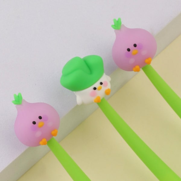 1 pcs Stationery pen simulation shape vegetable green onion purple onion gel pen full silicone swingable vegetable pen