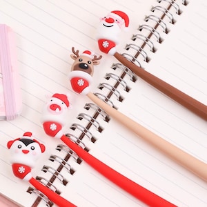 1 stuks trouwen kerst gel pen leuke hert pinguïn santa biggetje kawaii briefpapier cartoon siliconen gel inkt pen zwarte kinderen