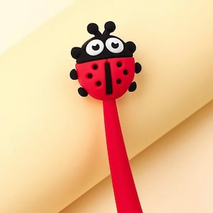 1 pièces mignon coccinelle Silicone Gel stylo doux modélisation noir encre stylo lisse facile écriture bureau école papeterie corée concepteur