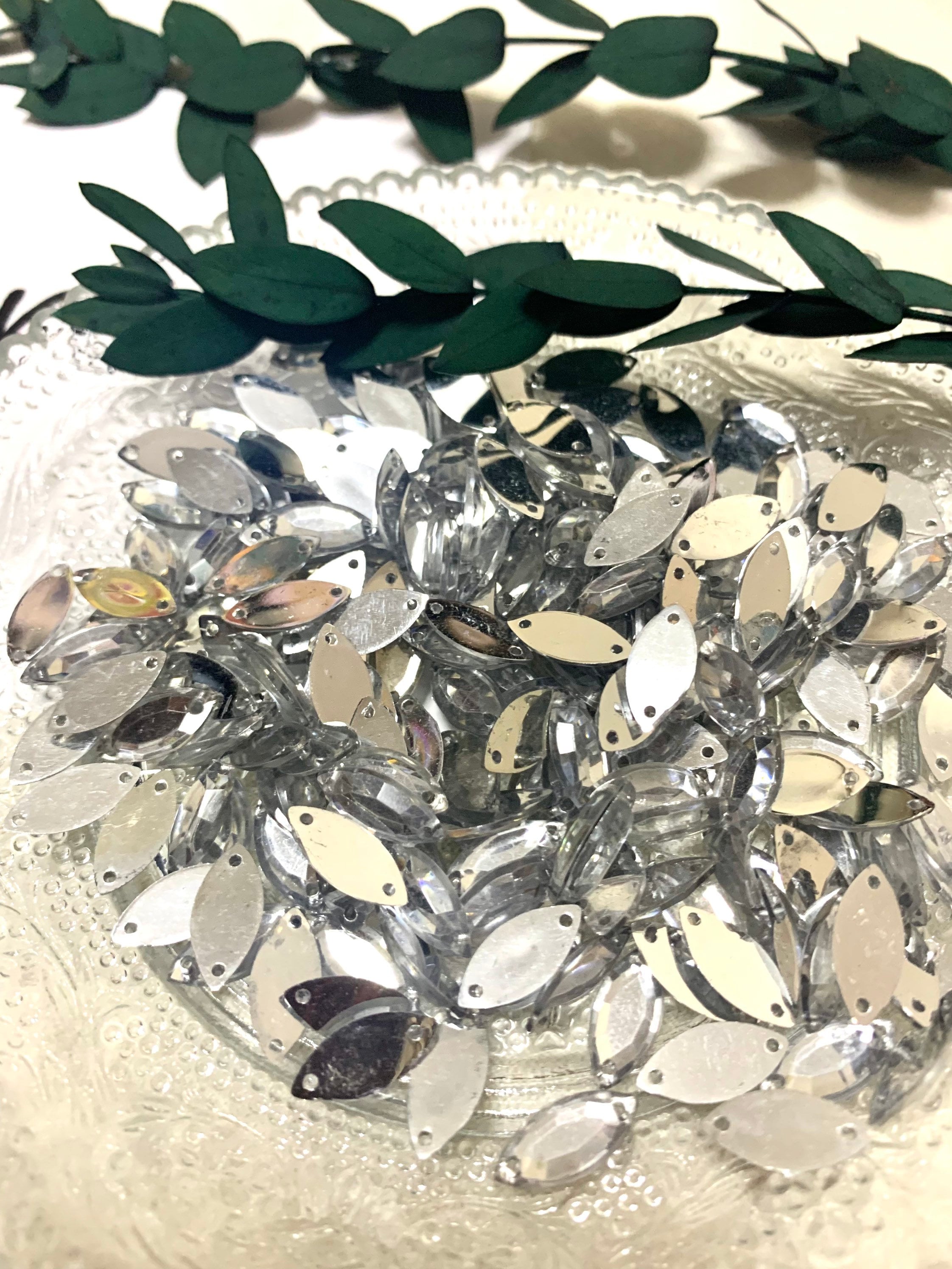 120 Stück Acryl-Strasssteine Zum Aufnähen – 7x15 Mm, Pferdeauge, Flache Rückseite – Bunt Für DIY Kleidung & Schmuck
