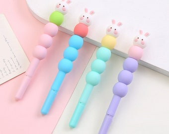 Bolígrafo de gel de caramelo de conejo: papelería escolar kawaii, tinta negra (0,5 mm)