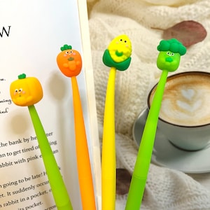 1 pcs Cute Vegetable Silicone Gel Pen Soft Modeling Black Ink Pen Smooth Easy Writing Office School Stationery Korea Designer Supplies