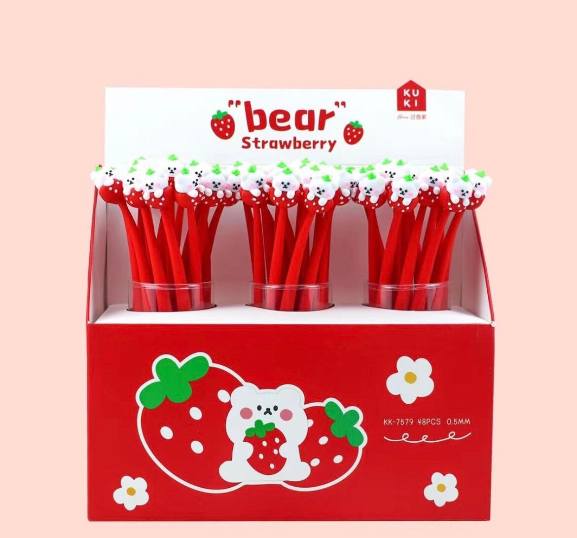 Cute Strawberry & Pomegranate Gel Ink Pens Set
