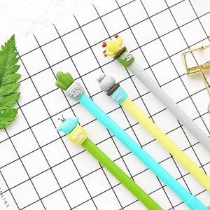 Kawaii Cactus creativo Gel Pluma de firma Pluma Escolar Papelaria Para Oficina Útiles de Escritura Escolar Papelería Regalo