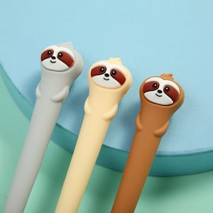 1 pçs bonito preguiça silicone gel caneta modelagem macia caneta de tinta preta suave fácil escrita escritório escola papelaria coreia designer suprimentos