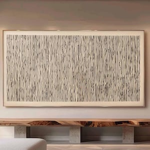 Cuadro abstracto de líneas pintadas a mano en color beige, estilo Wabi-Sabi, arte mural horizontal, decoración personalizada para el hogar.