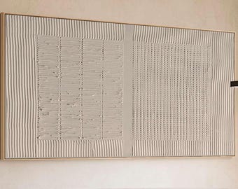 Large Beige Textured Plaster Painting Wabi Sabi Wall Art Organic Modern Minimalist Canvas Art