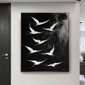 Birds Abstract Painting Modern Birds Art Surrealism Flying Dirds ...