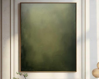 Neutral Green Painting Olive Green Abstract Painting Modern Painting Olive Green Minimalist Art Pure Green Wall Decor Wabi-Sabi Wall Art