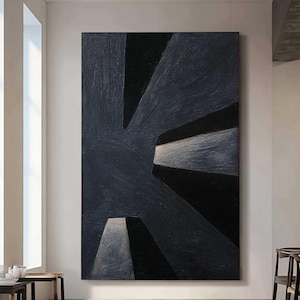 Schwarze Textur Malerei Schwarz Minimalistische Malerei Moderne Wand-Dekor Übergroße schwarze Malerei Schwarz 3D Textur Wandkunst Pure Schwarz Wand-Dekor