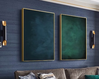 Pure Green Pure Blue Minimalist Art Set of 2 Pure Blue Abstract Art Pure Green Abstract Art Green Wall Decor Abstract Minimalist Art