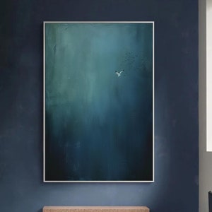 Surrealist Dark Blue Sky Painting Dark Blue Wall Decor · Abstract Art Painting · Minimalist Wall Art · Maximalist Decor · Dark Blue Wall Art