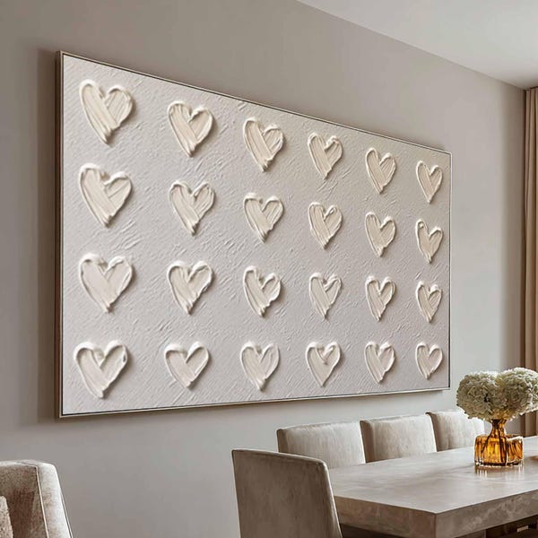 Heart-shaped plaster texture painting Plaster Horizontal level art Pure Textured Minimalist Wall Art Pure Beige Minimalist Art